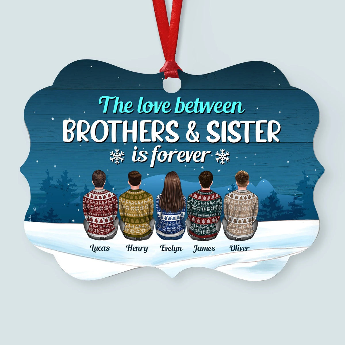 Life Is Better With Cousins - Personalized Aluminum Ornament - Christmas Gift For Cousins - Ugly Christmas Sweater Sitting