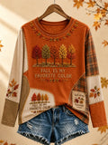 Women's Fall Is My Favorite Color Printed Round neck long sleeve T-shirt