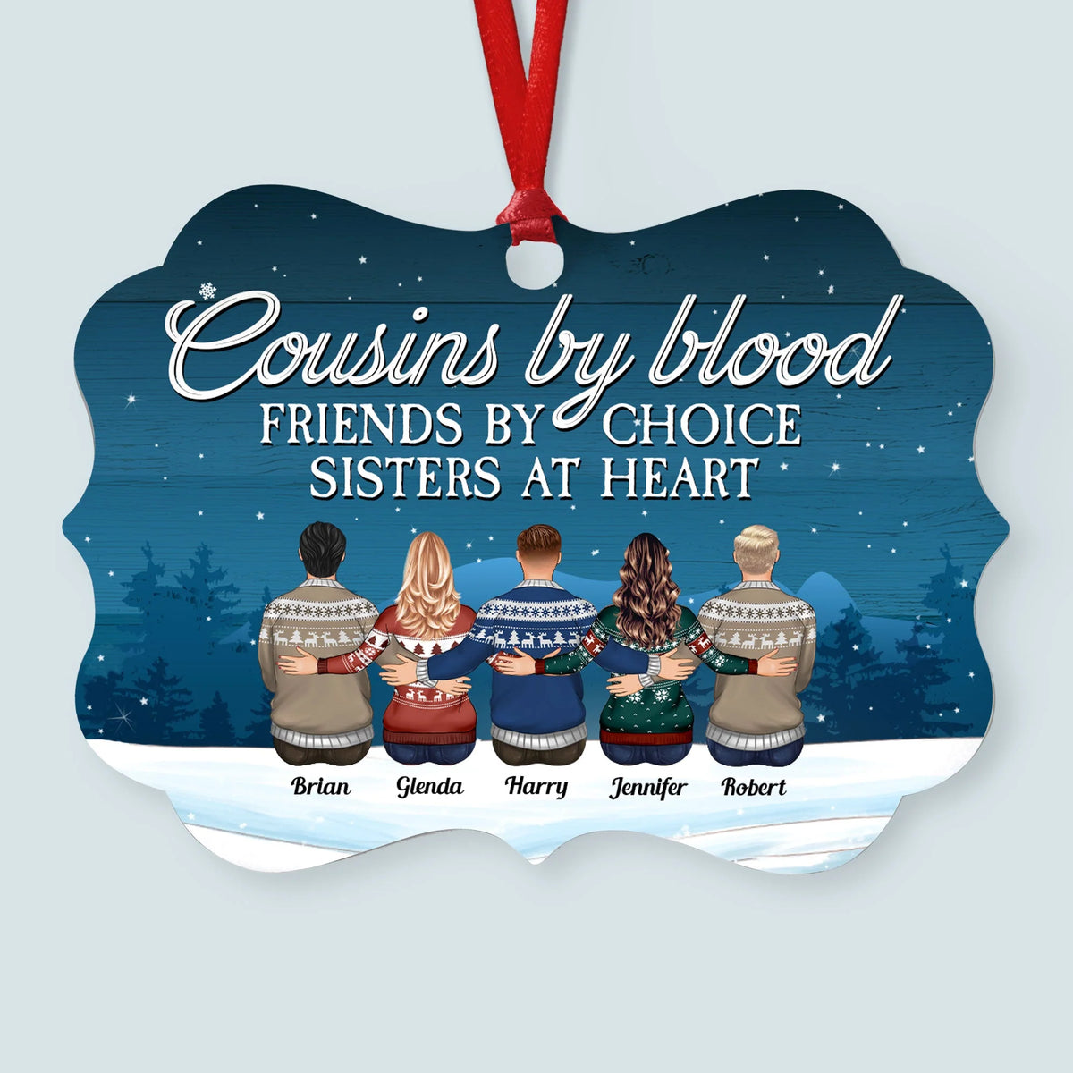 Cousins Like You Are Precious And Few - Personalized Aluminum Ornament - Family Hugging