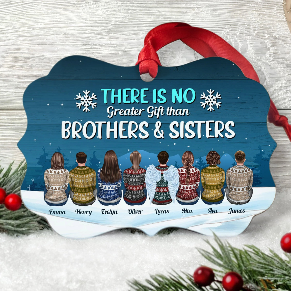 Life Is Better With Cousins - Personalized Aluminum Ornament - Christmas Gift For Cousins - Ugly Christmas Sweater Sitting