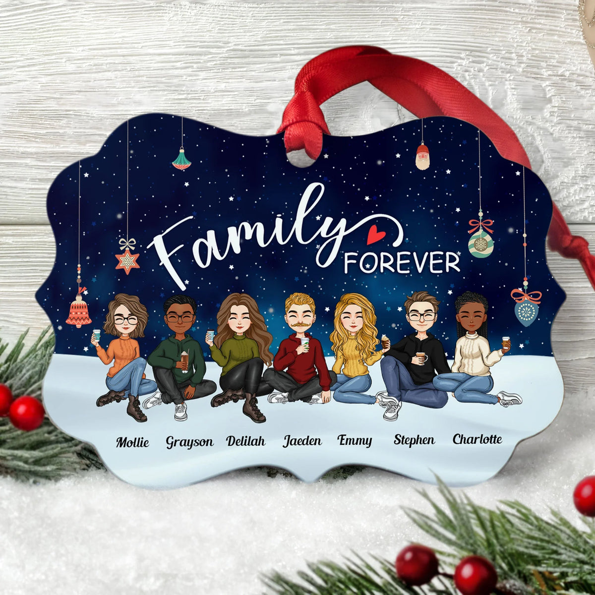 Family Forever - Christmas Eve - Personalized Family Ornament